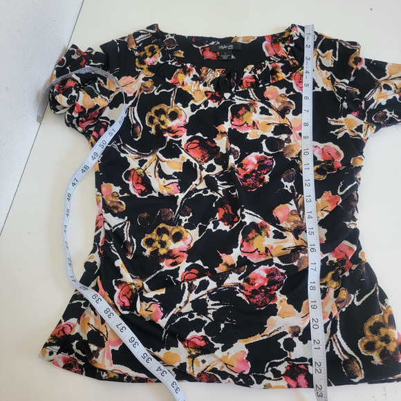 Floral Stretchy 3/4 Sleeve Top Petite L - Picture 5 of 7